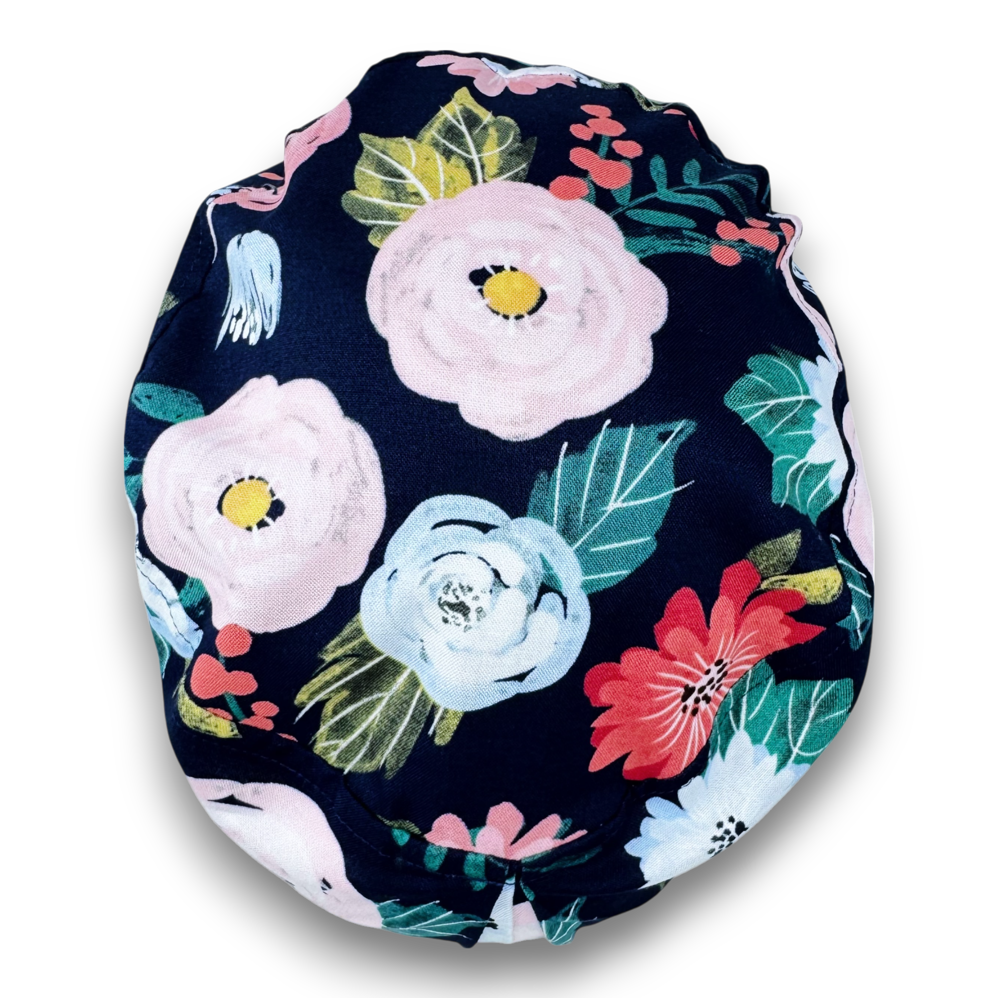Flower Euro Scrub Cap for Women with Satin Lined Option by Paradise Caps.