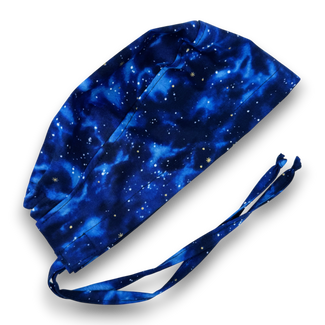 Night sky Men's Skull tie-back style surgical scrub cap for men by Paradise Caps.