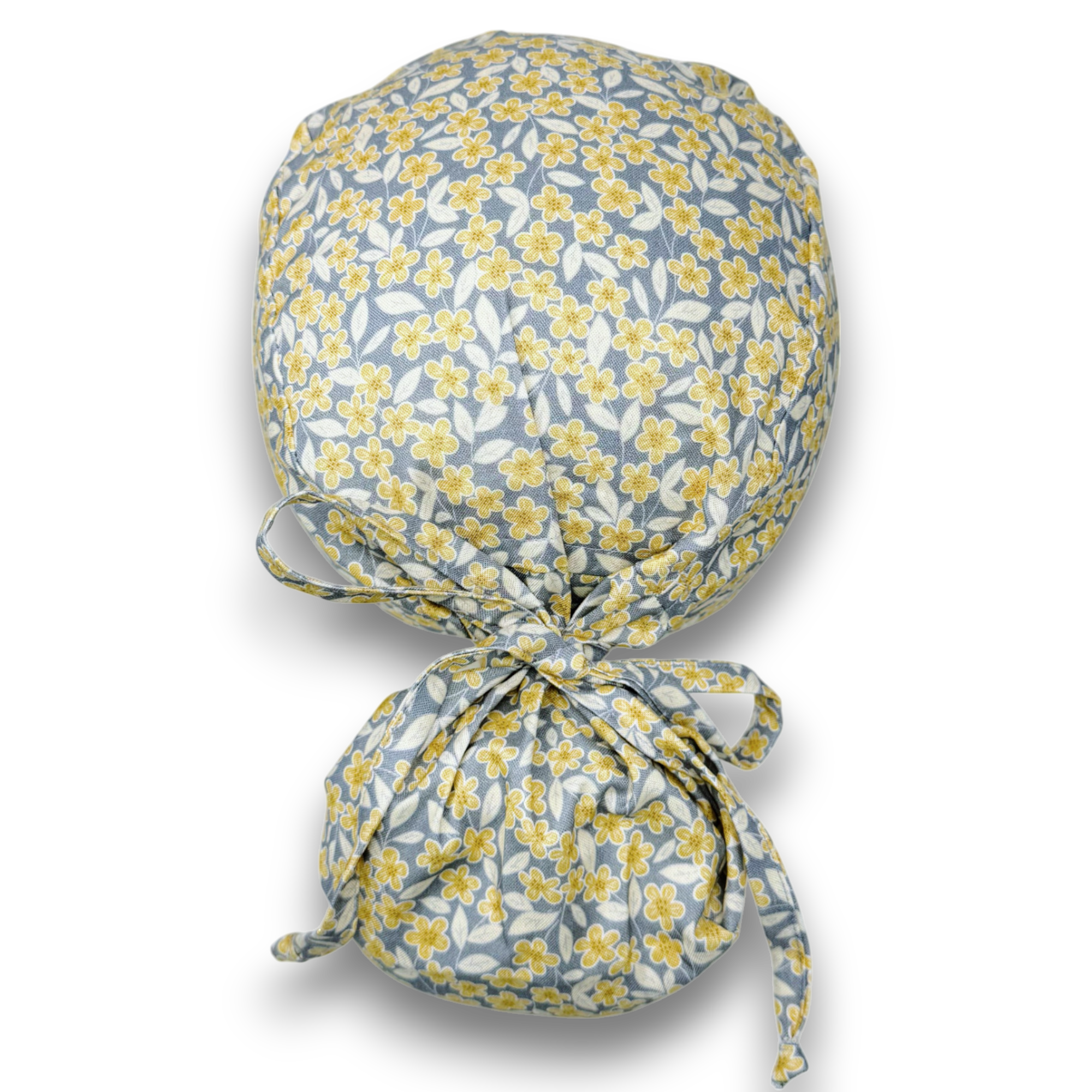 Floral Ponytail scrub cap for women with satin lined option by Paradise Caps.