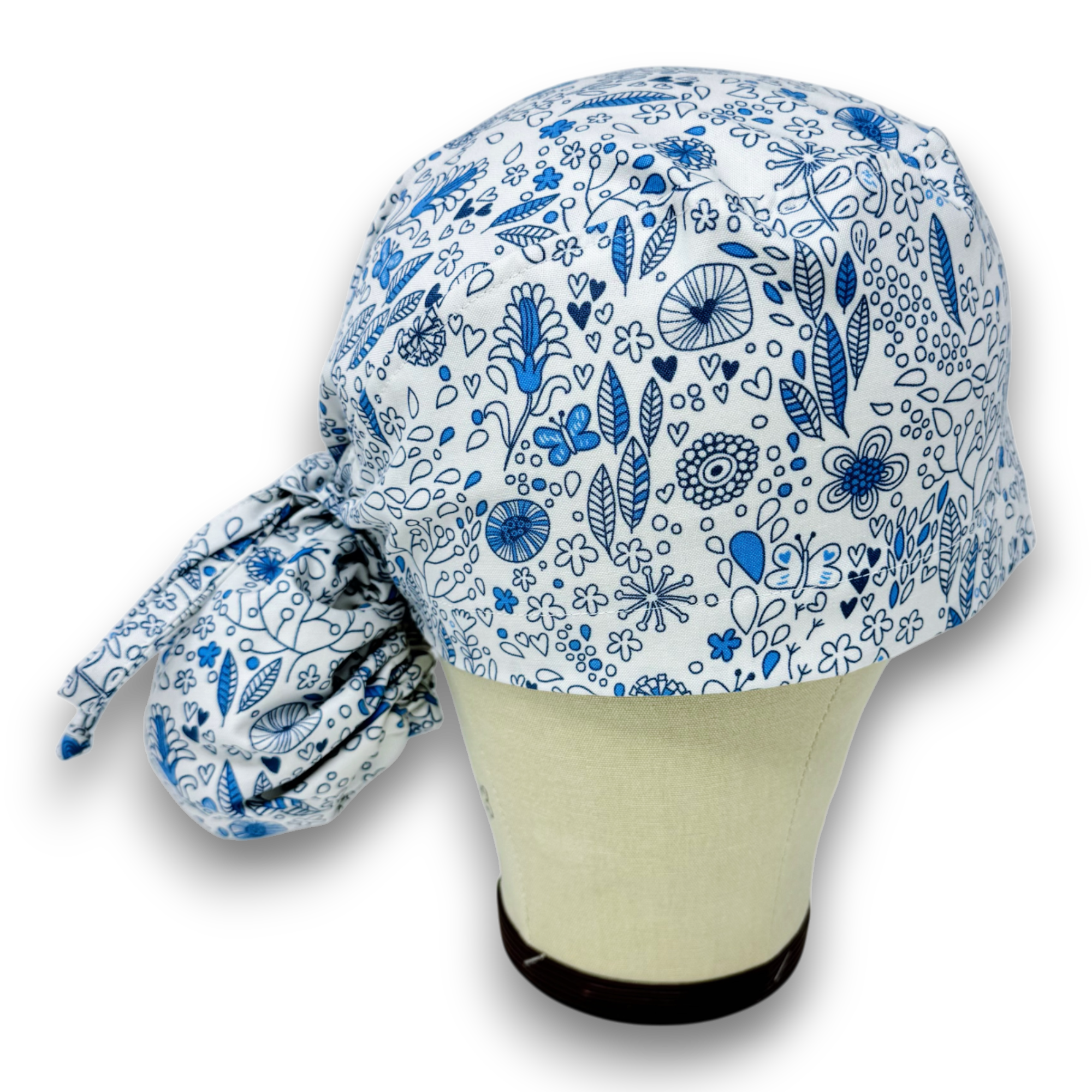 Floral Ponytail Ponytail scrub cap for women with satin lined option by Paradise Caps.
