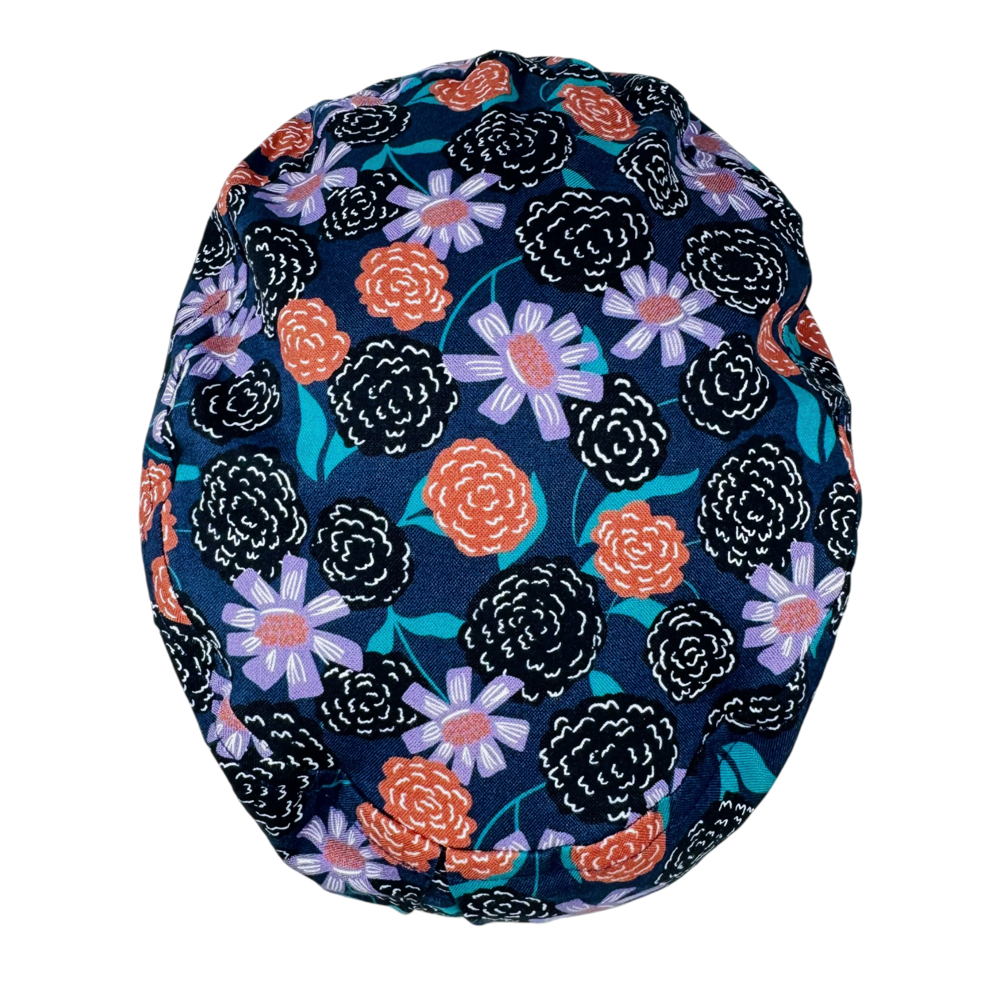 Flower Euro Scrub Cap for Women with Satin Lined Option by Paradise Caps.