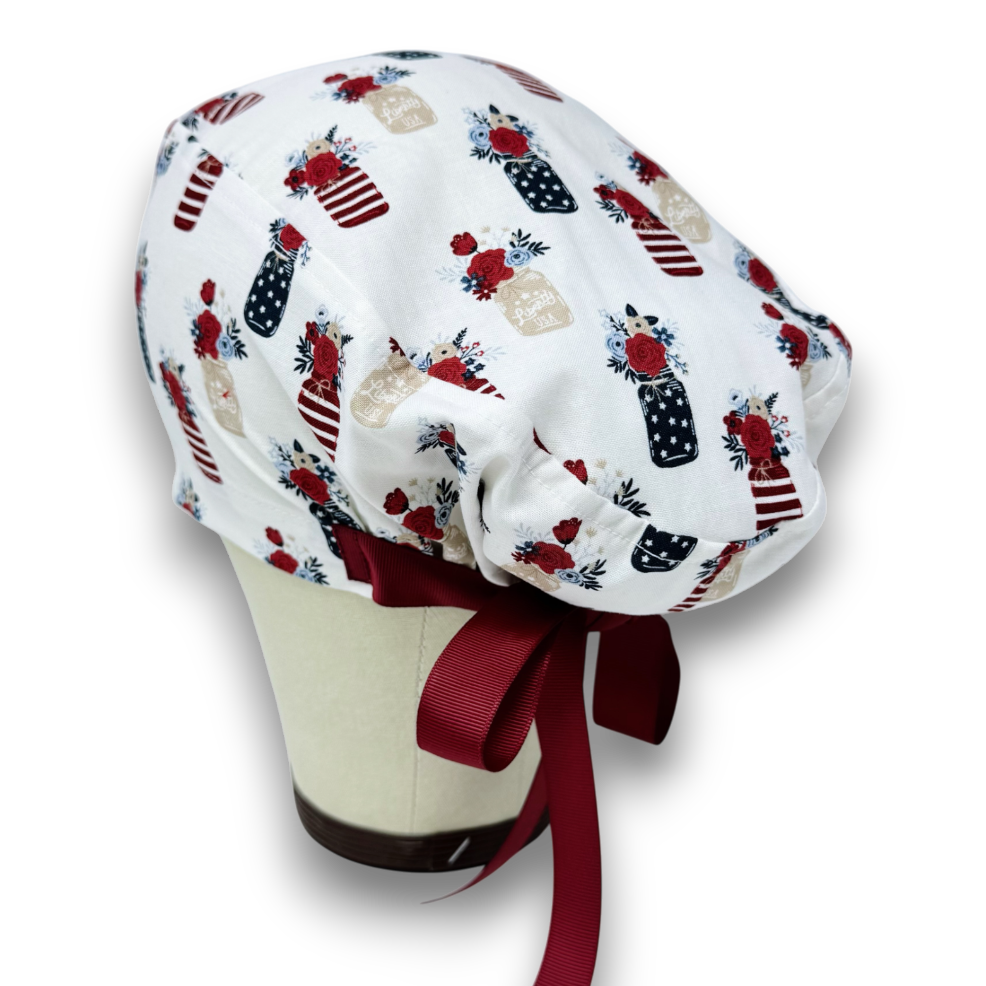 Vase Euro scrub cap with ties for Women by Paradise Caps. Euro PLUS style.