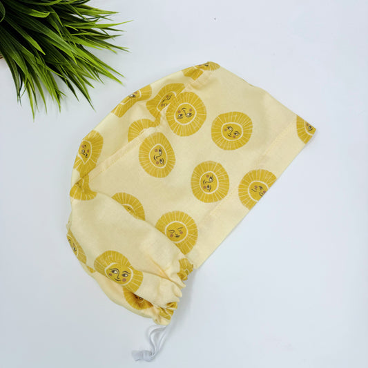 Lemon Sunshine Euro Scrub Cap for Women, Surgical cap Satin Lined Option