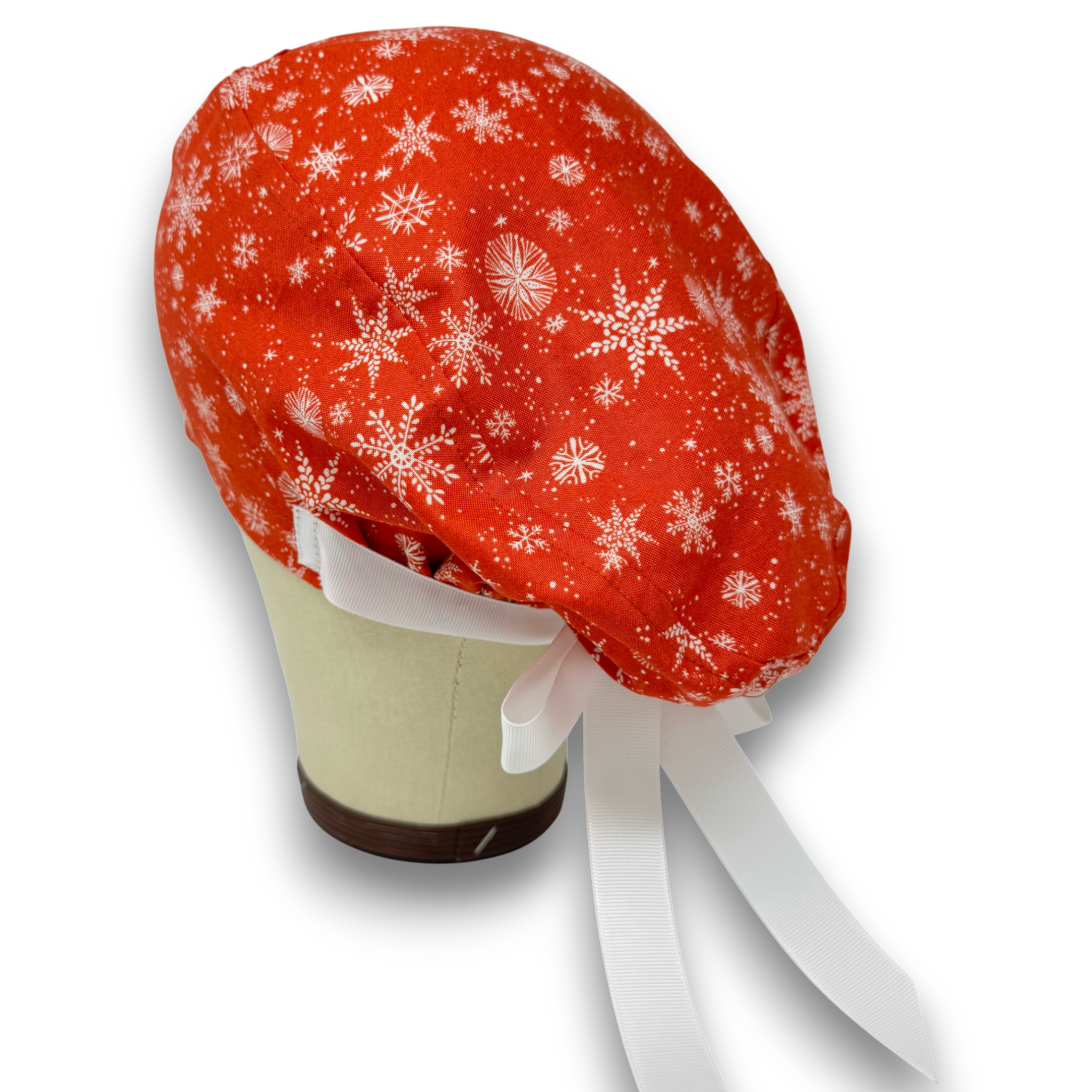 Christmas Euro scrub cap with ties for Women by Paradise Caps. Euro PLUS style.