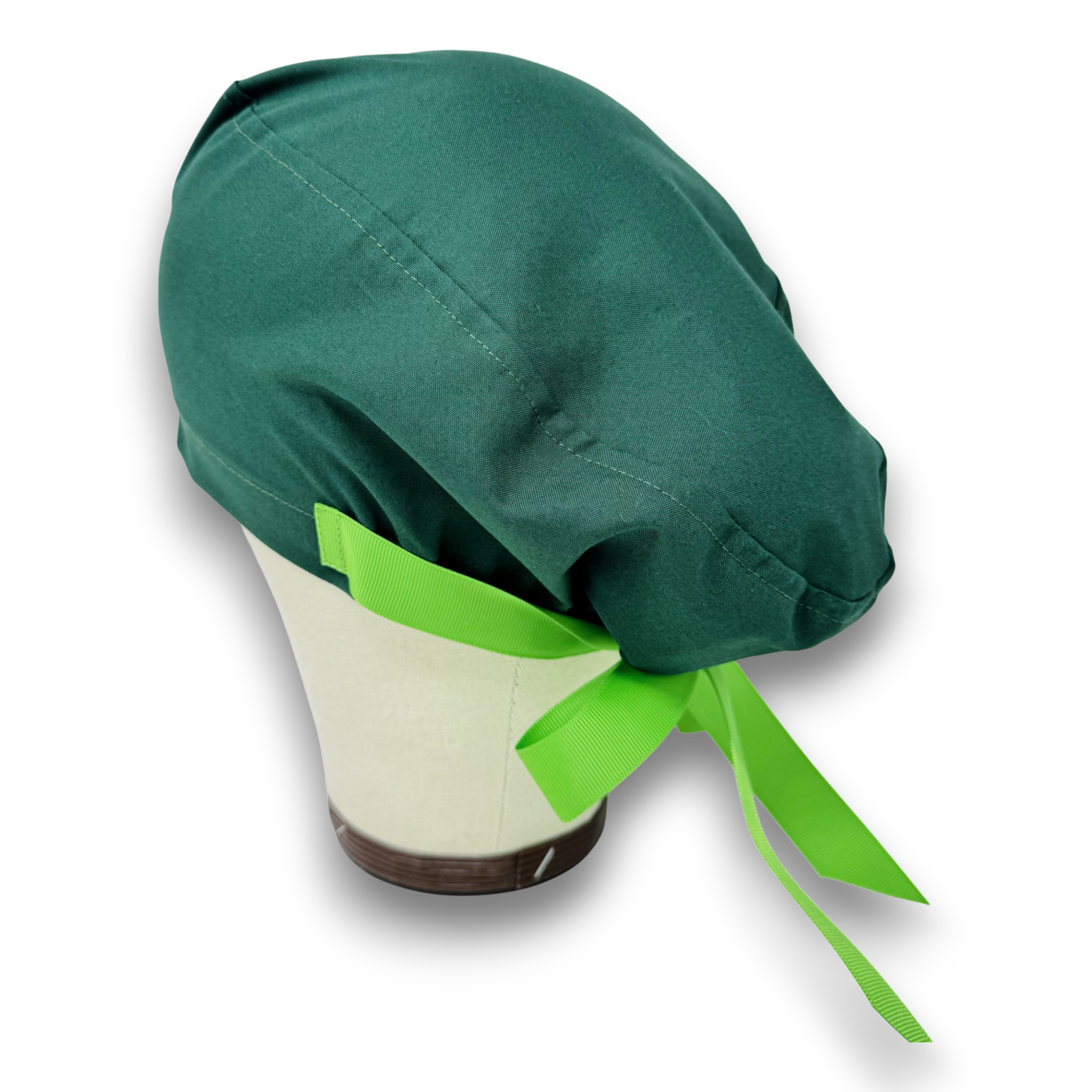 Forest green Euro scrub cap with ties for Women by Paradise Caps. Euro PLUS style.