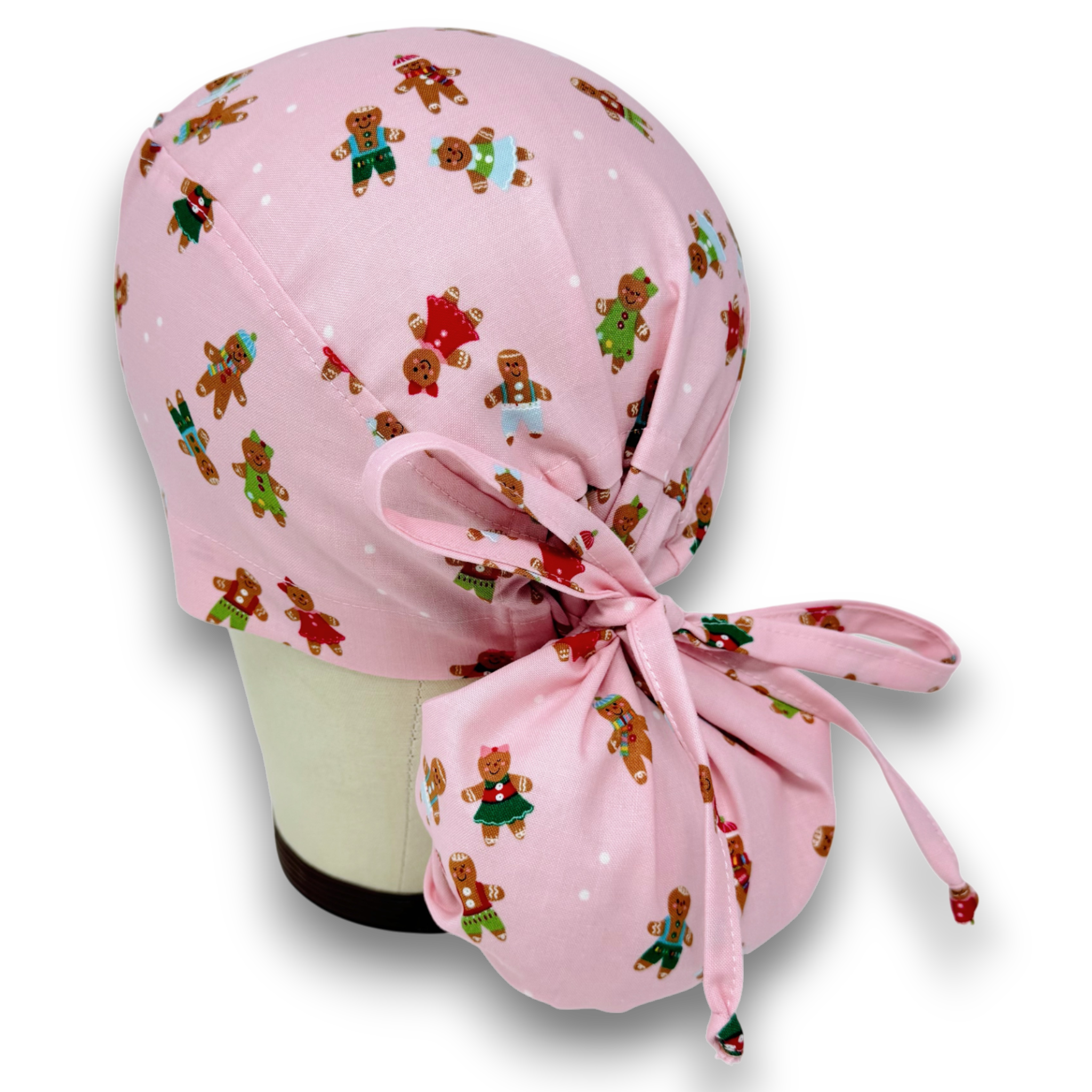 Gingerbread Ponytail scrub cap for women with satin lined option by Paradise Caps.