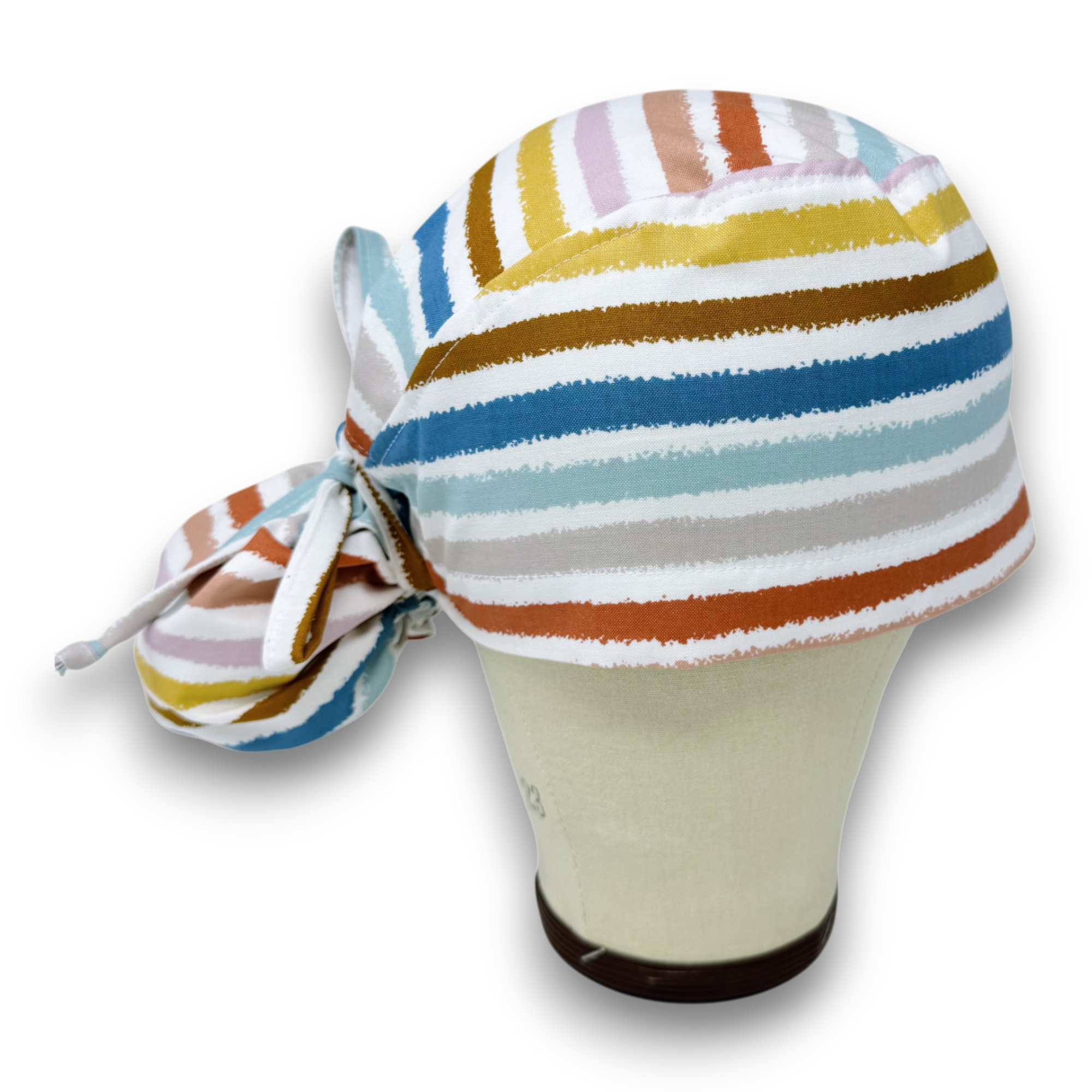Retro Stripes Ponytail scrub cap for women with satin lined option by Paradise Caps.