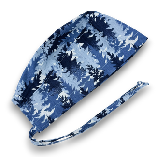 Winter forest Skull tie-back style surgical scrub cap for men by Paradise Caps.
