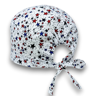 Star Skull tie-back style surgical scrub cap for men by Paradise Caps.