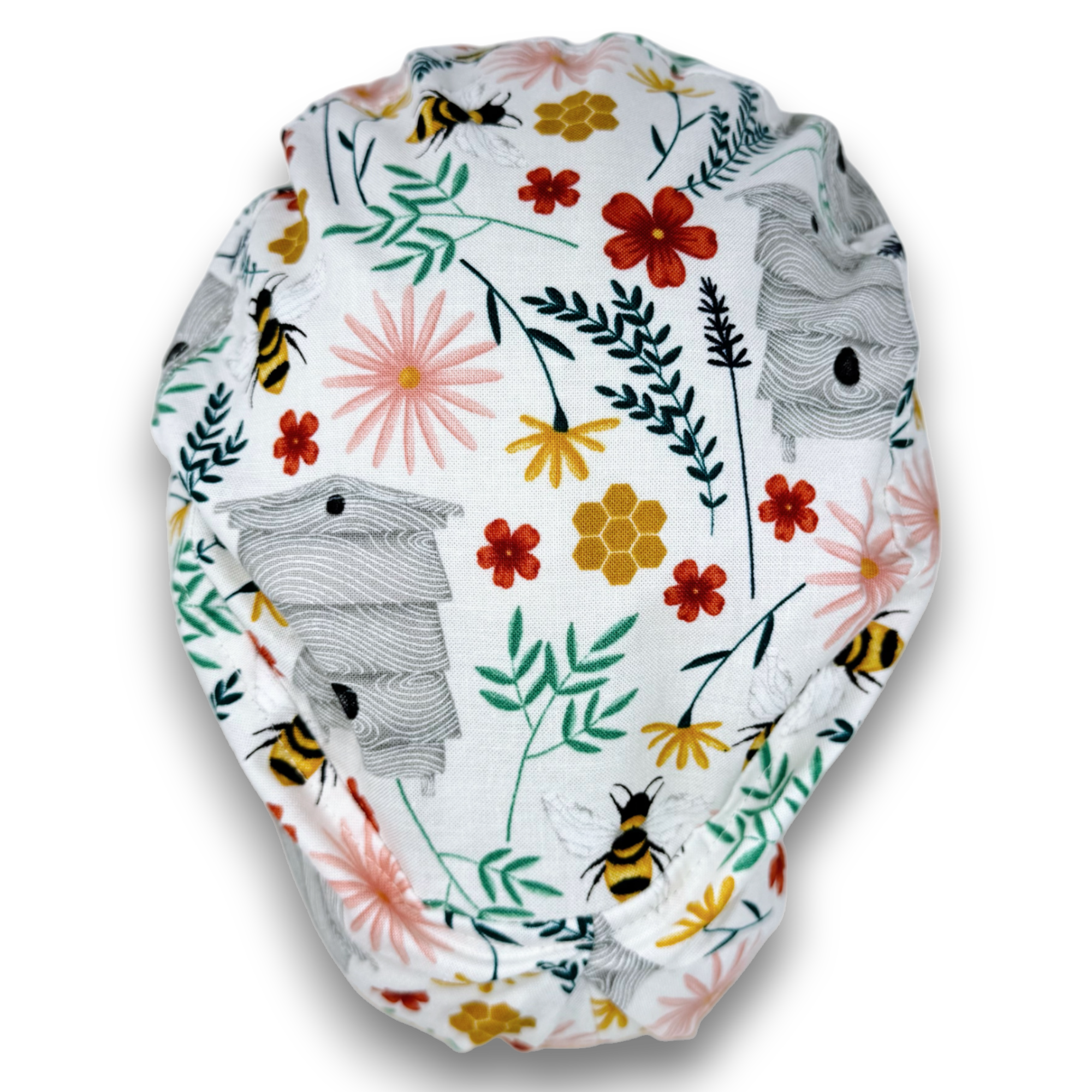 Bees Euro Scrub Cap for Women with Satin Lined Option by Paradise Caps.