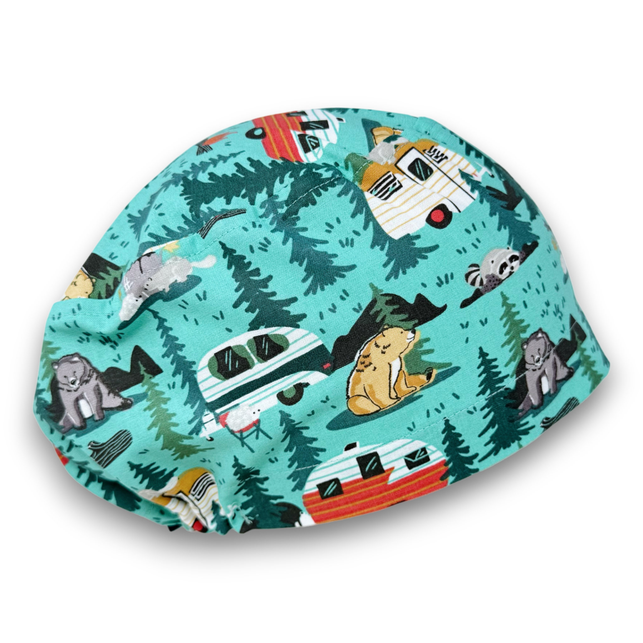 Forest Camping Euro Scrub Cap for Women with Satin Lined Option by Paradise Caps.