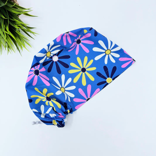 Daisy Dream Euro Scrub Cap for Women, Surgical cap Satin Lined Option.