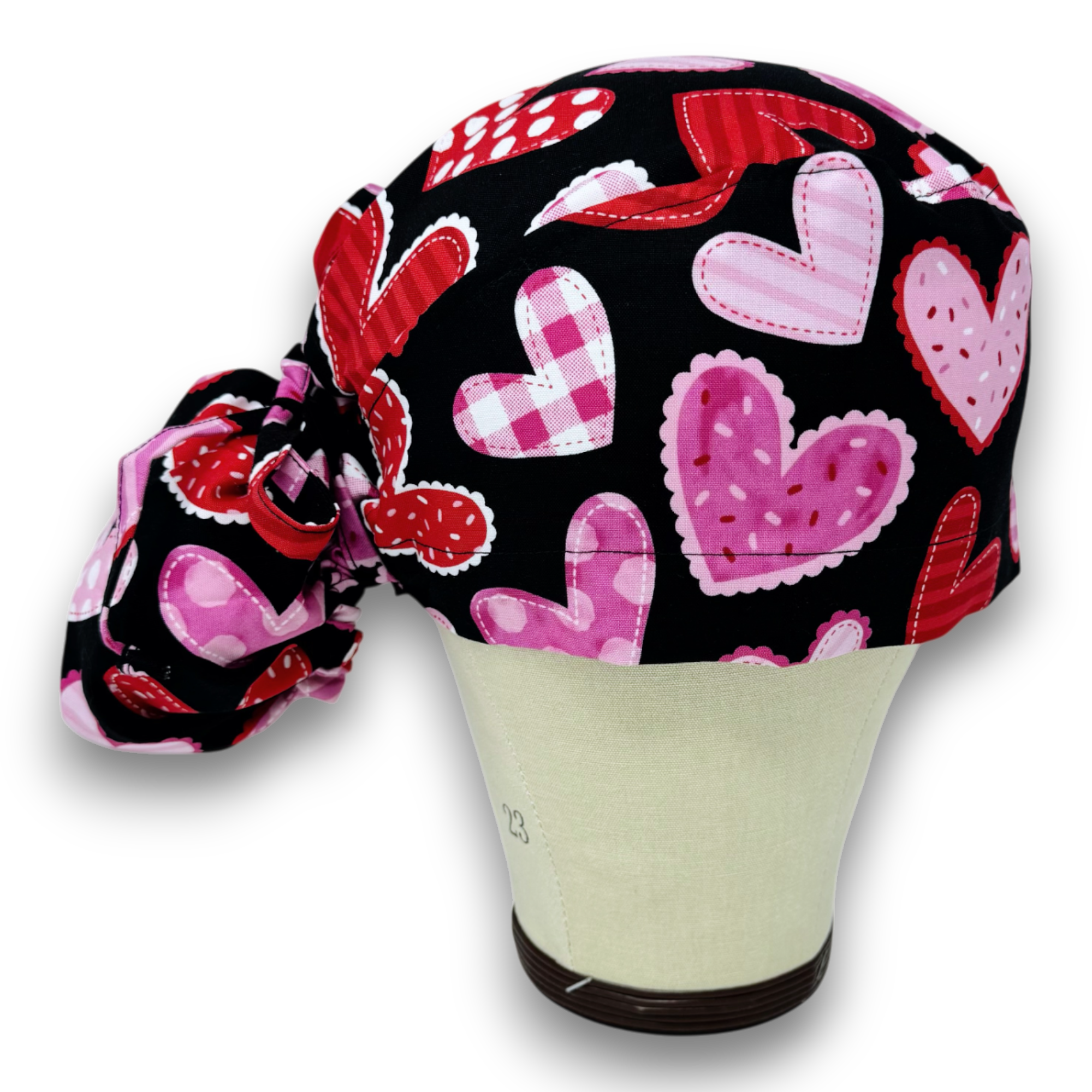 Valentine's Ponytail scrub cap for women with satin lined option by Paradise Caps.