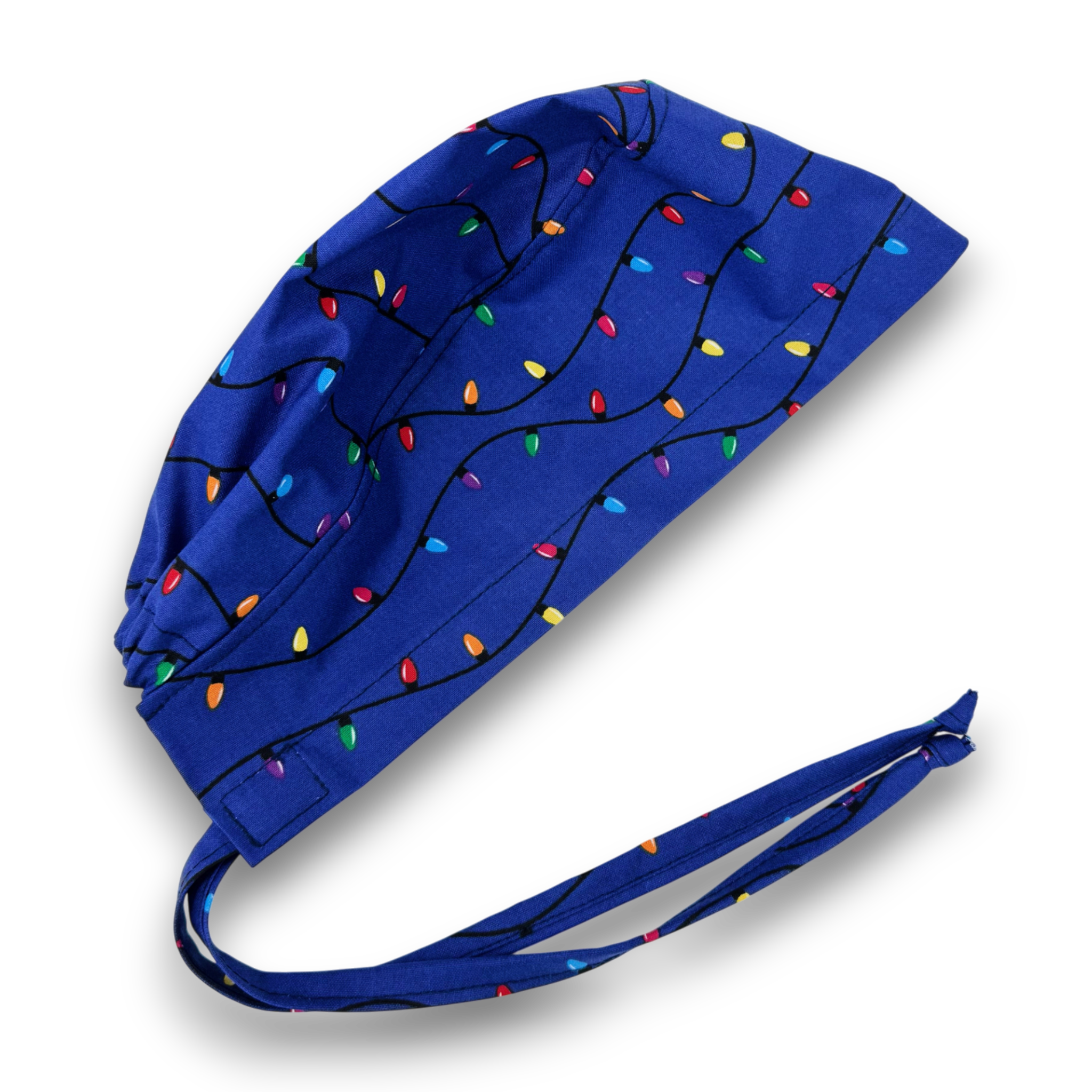 Christmas Lights Skull tie-back style surgical scrub cap for men by Paradise Caps.