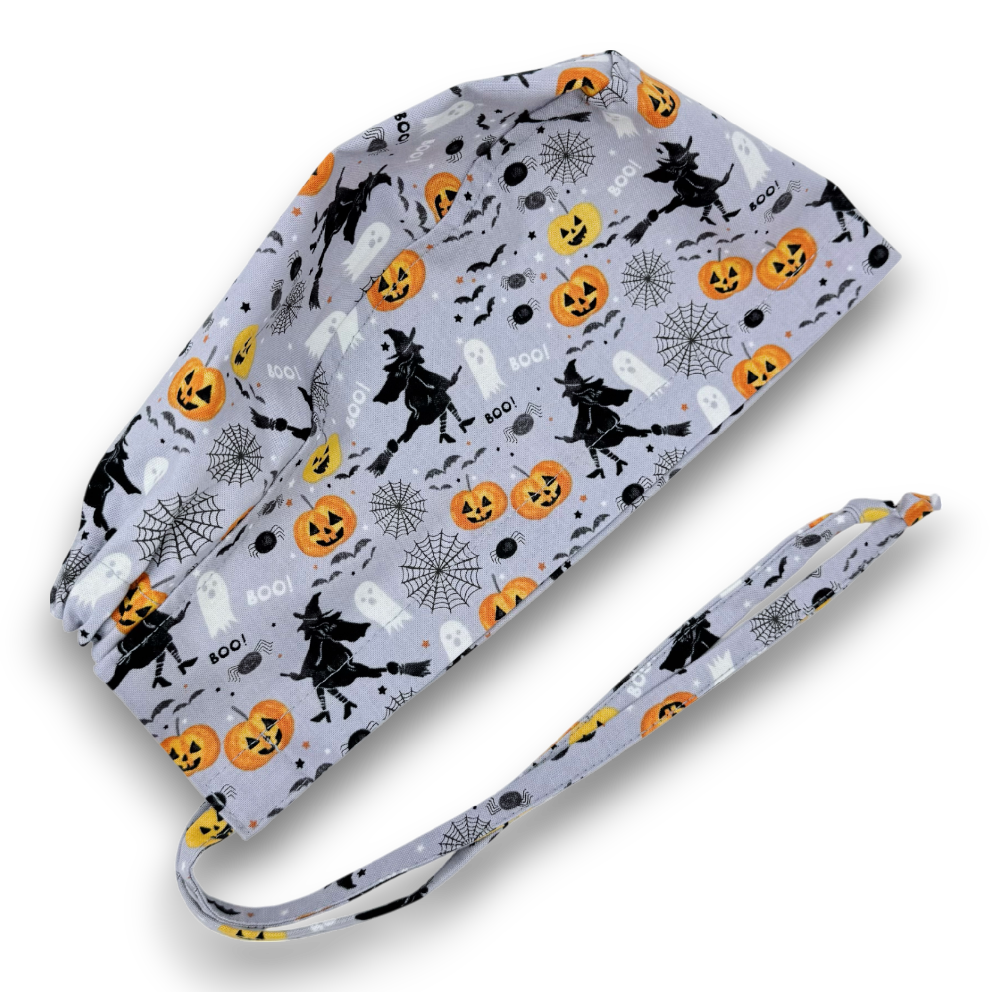 Halloween Skull tie-back style surgical scrub cap by Paradise Caps.