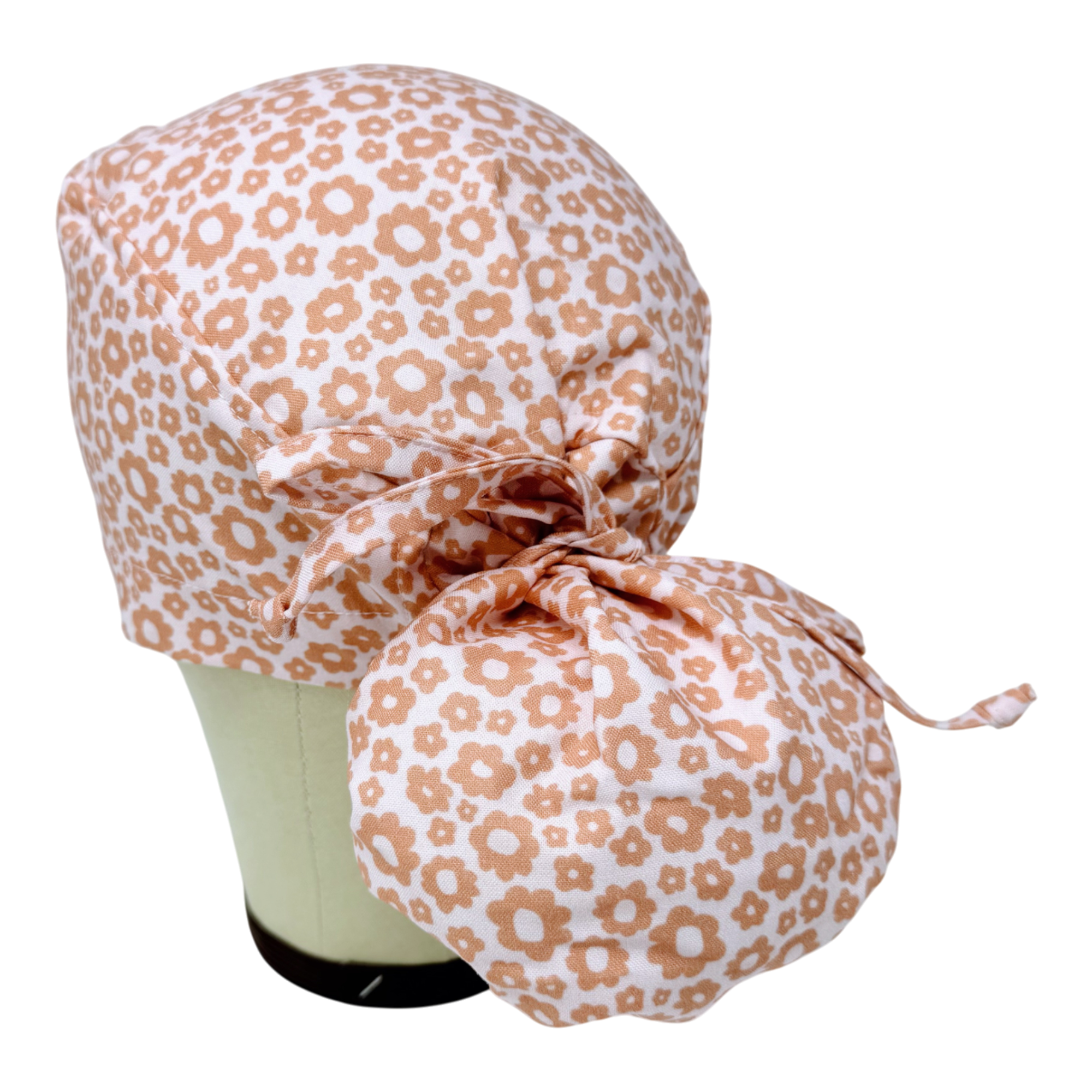 Pearl Flower Ponytail scrub cap for women with satin lined option by Paradise Caps.