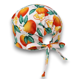 Orange Skull tie-back style surgical scrub cap for men by Paradise Caps.