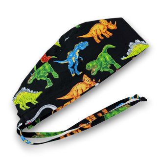 Dinosaur Skull tie-back style surgical scrub cap for men by Paradise Caps.
