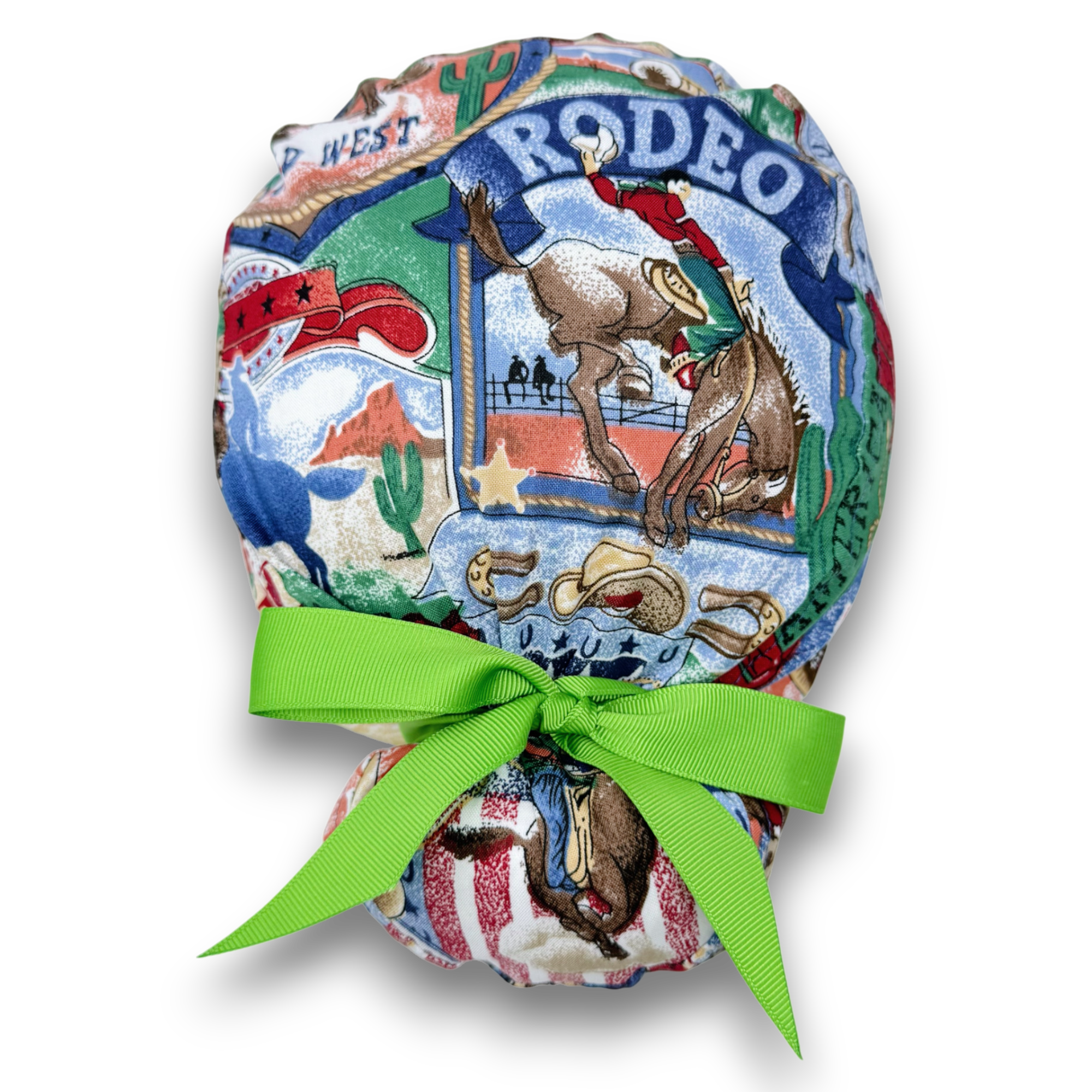 Rodeo Euro scrub cap with ties for Women by Paradise Caps. Euro PLUS style.