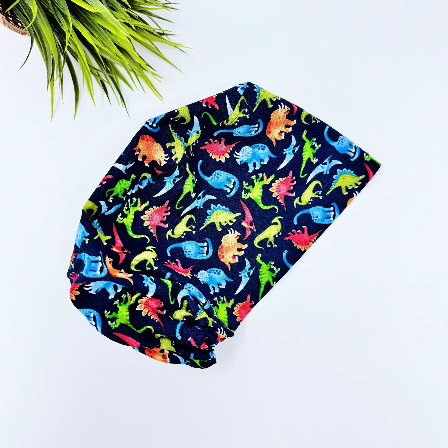 Fashion Dinosaurs Euro Scrub Cap for Women, Surgical cap Satin Lined Option.