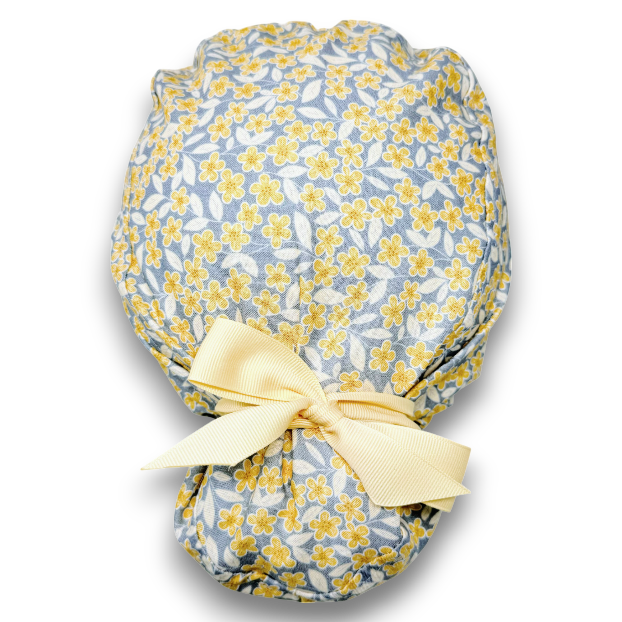 Floral Euro scrub cap with ties for Women by Paradise Caps. Euro PLUS style.
