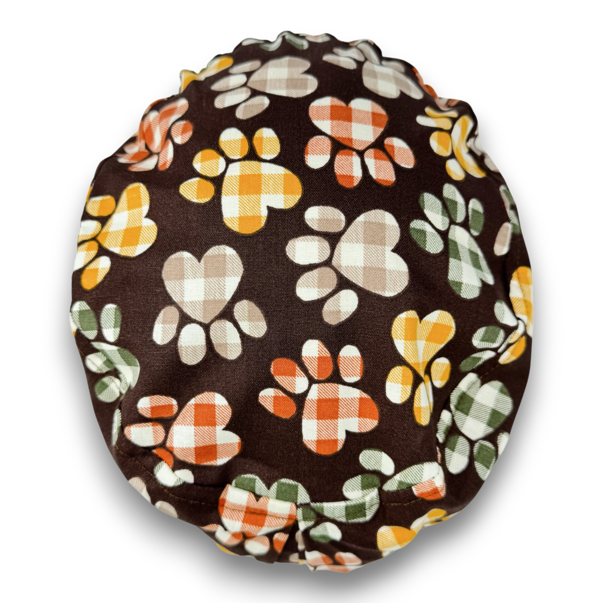 Fall Buffalo Check Paw Euro Scrub Cap for Women with Satin Lined Option by Paradise Caps.