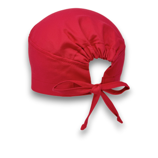 Solid red Skull tie-back style surgical scrub cap by Paradise Caps.