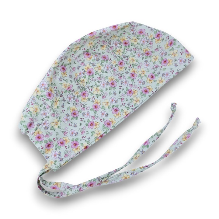 Floral Skull tie-back style surgical scrub cap for men by Paradise Caps ...