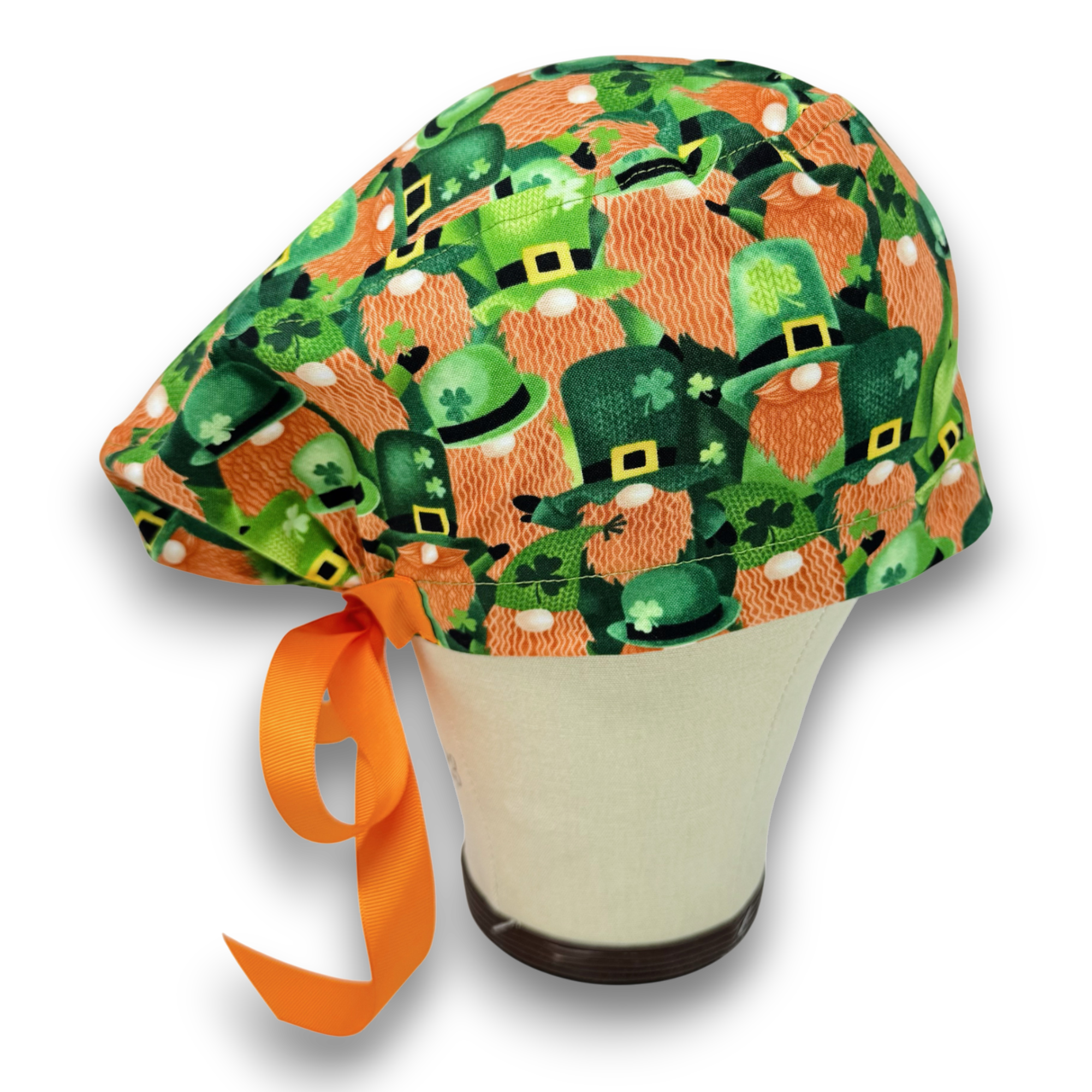 St. Patrick’s Day Euro scrub cap with ties for Women by Paradise Caps. Euro PLUS style.