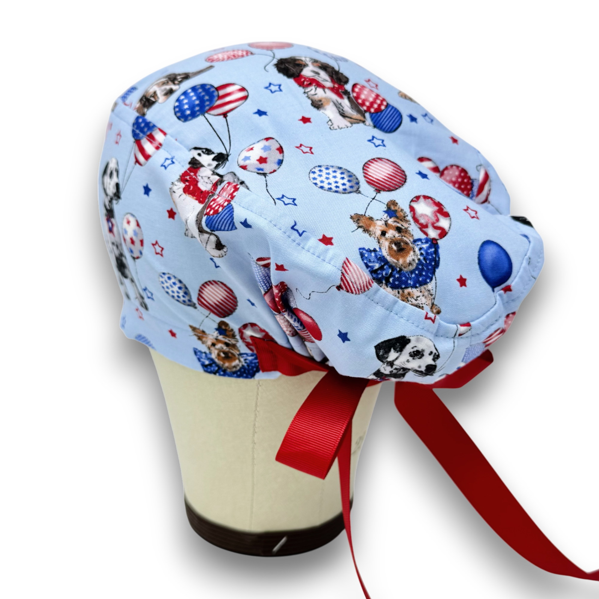 Dog Euro scrub cap with ties for Women by Paradise Caps. Euro PLUS style.