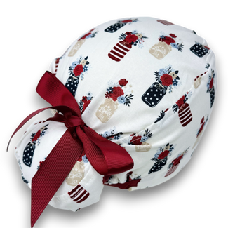 Vase Euro scrub cap with ties for Women by Paradise Caps. Euro PLUS style.