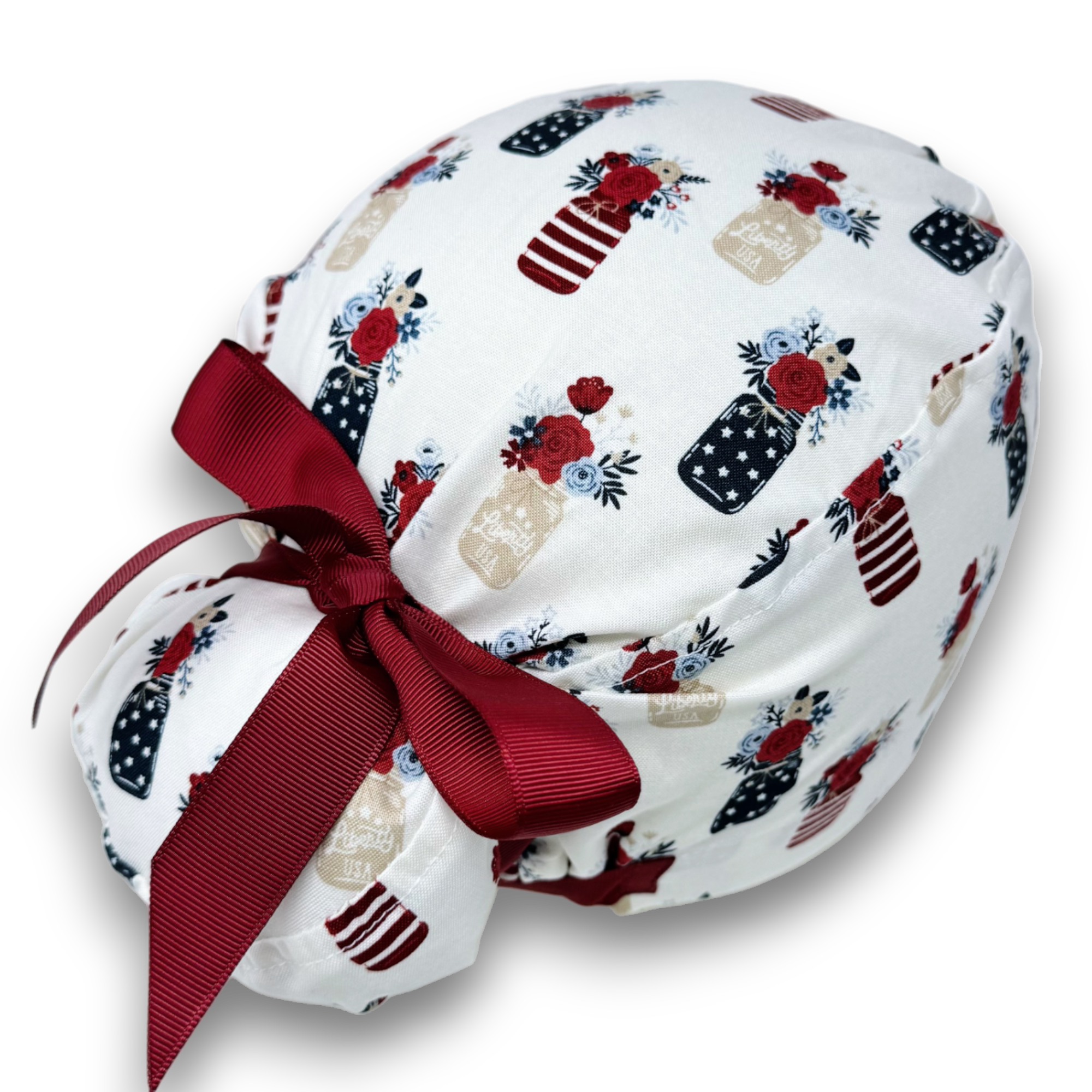 Vase Euro scrub cap with ties for Women by Paradise Caps. Euro PLUS style.