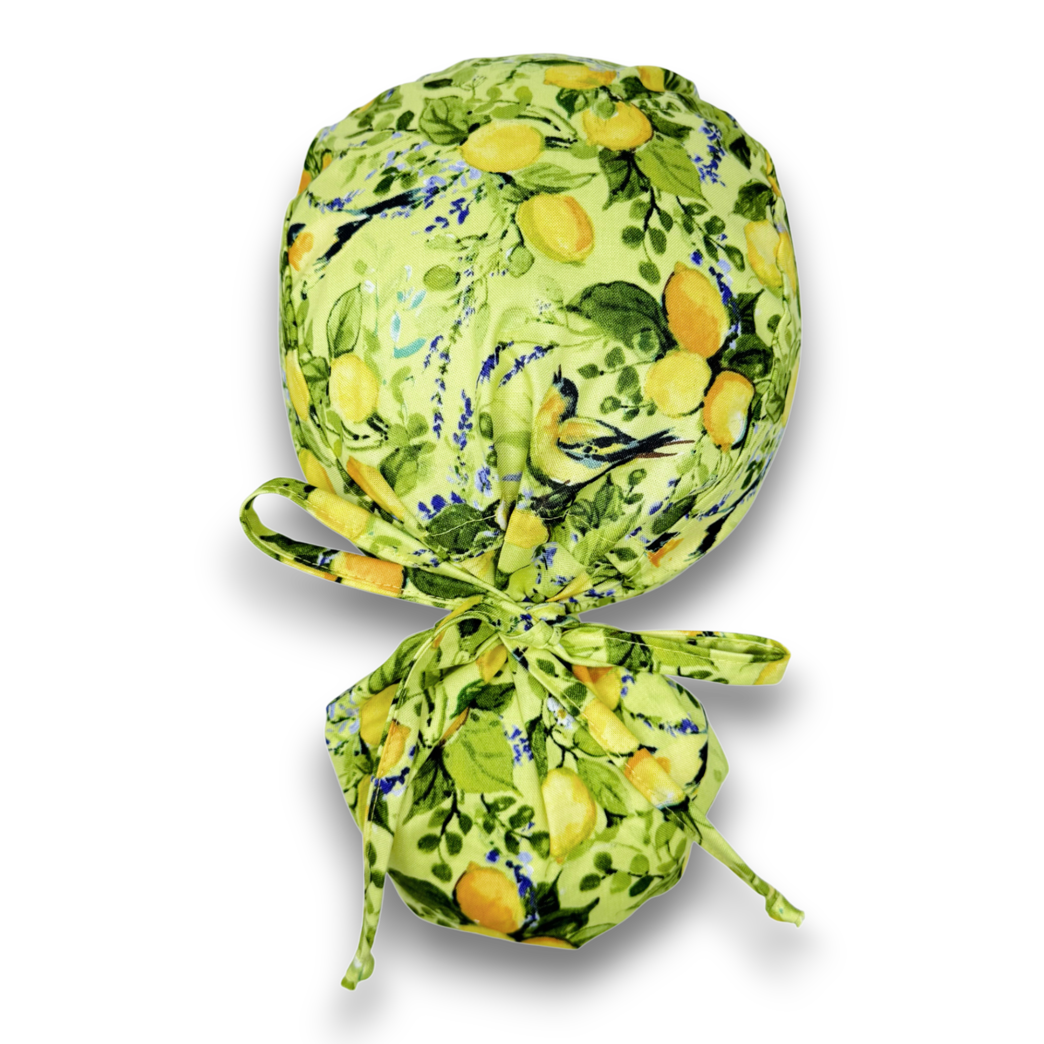Lemon Ponytail scrub cap for women with satin lined option by Paradise Caps.