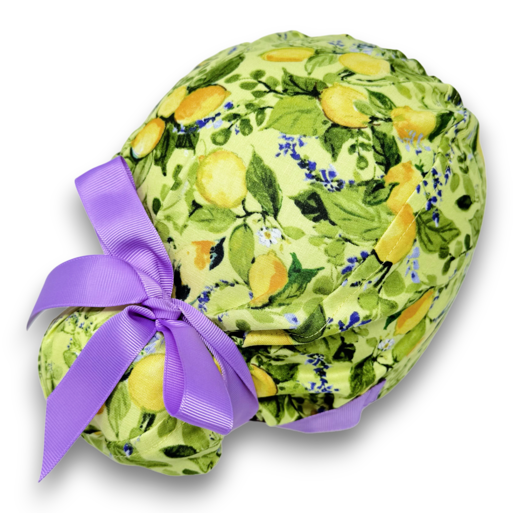 Lemon Euro scrub cap with ties for Women by Paradise Caps. Euro PLUS style.