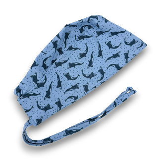 Ocean Orcas Skull tie-back style surgical scrub cap for men by Paradise Caps.