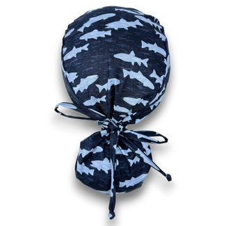 Shark Ponytail scrub cap for women with satin lined option by Paradise Caps.