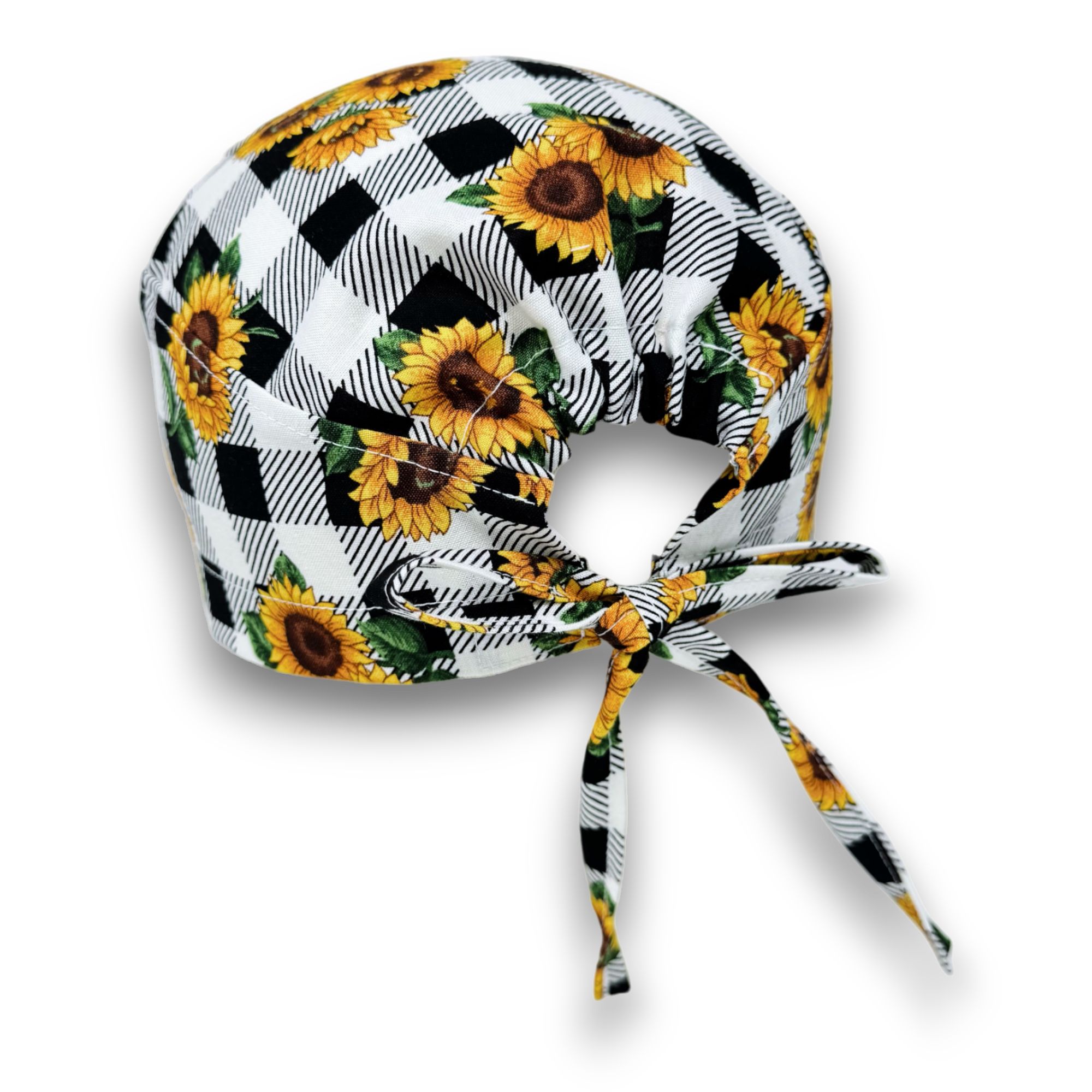 Sunflower Skull tie-back style surgical scrub cap for men by Paradise Caps.