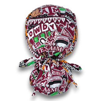 Ponytail scrub cap for women. Texas Scrub hat with satin lined option by Paradise Caps.