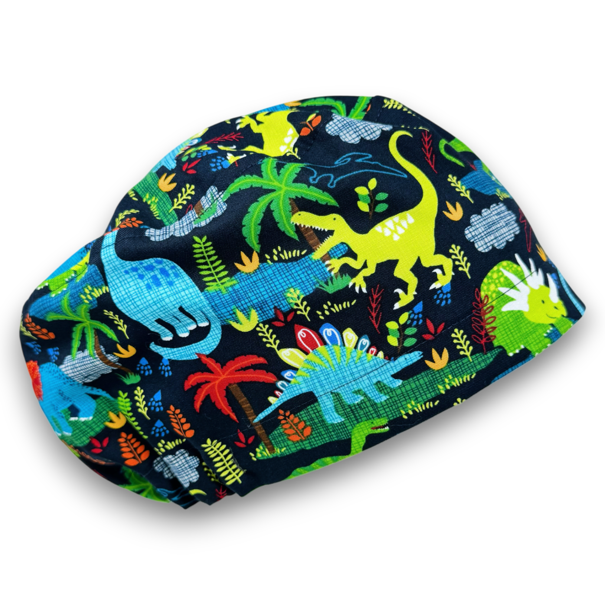 Dinosaur Euro Scrub Cap for Women with Satin Lined Option by Paradise Caps.