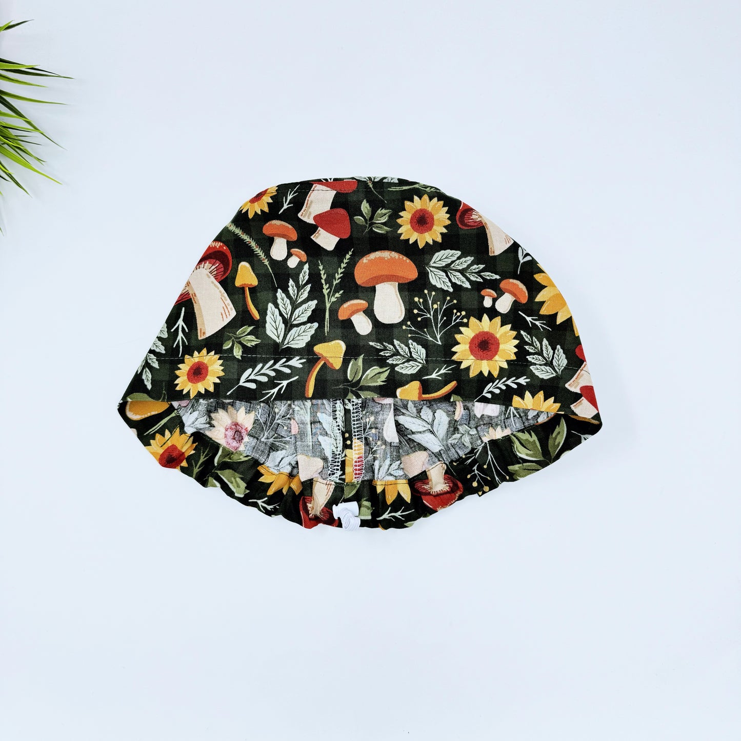 Fall flowers Euro Scrub Cap for Women, Surgical cap Satin Lined Option