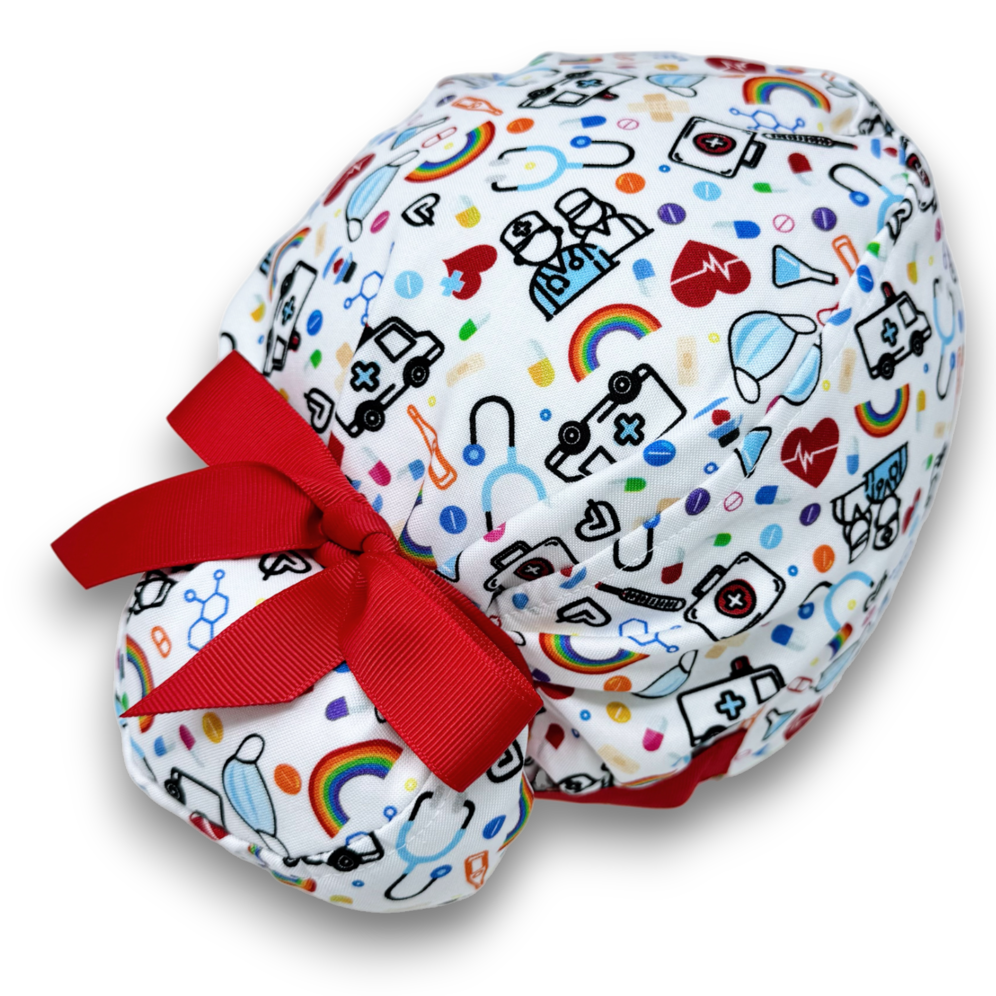 Medical Euro scrub cap with ties for Women by Paradise Caps. Euro PLUS style.