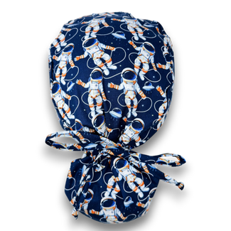 Astronaut Ponytail scrub cap for women with satin lined option by Paradise Caps.