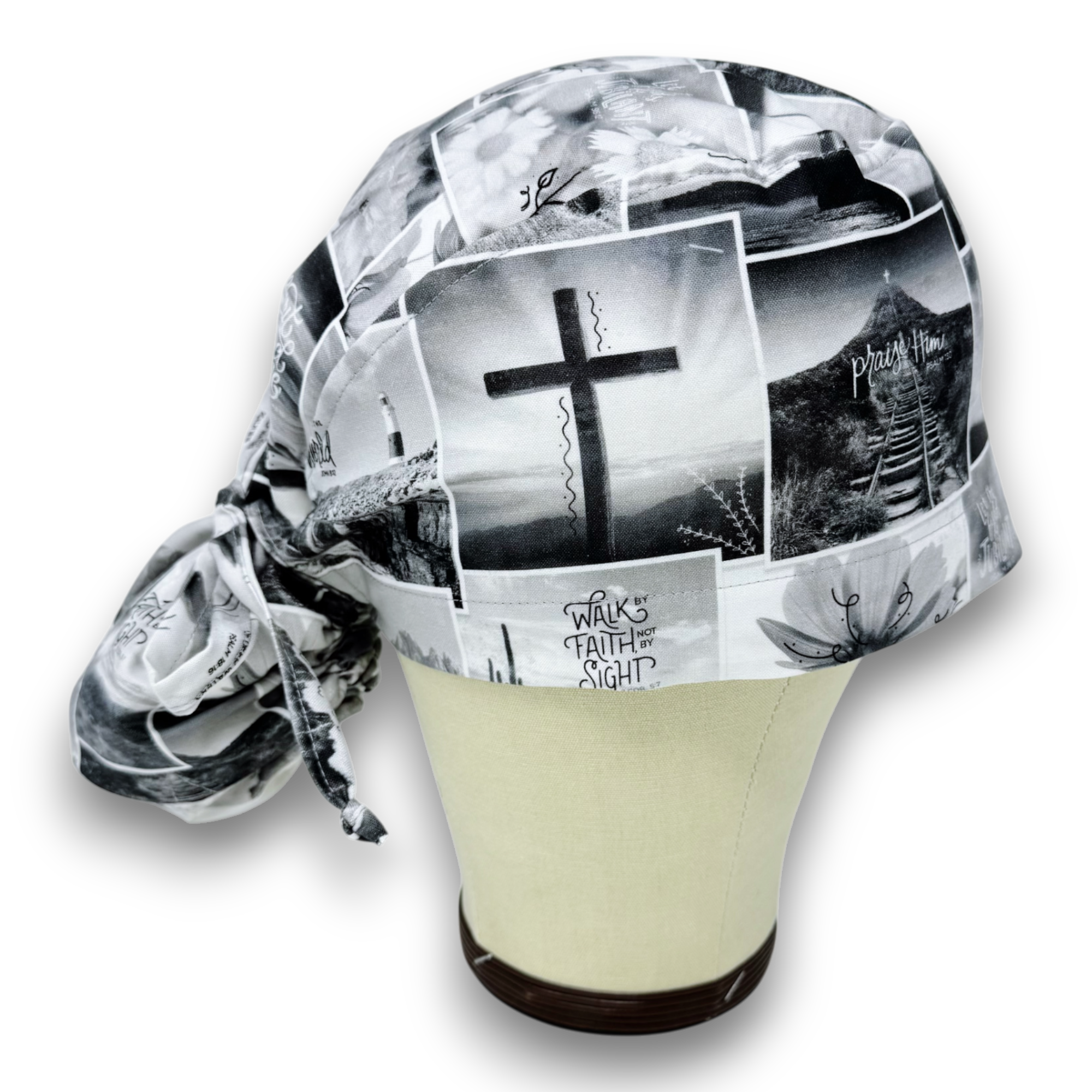 Religious Quotes Ponytail scrub cap for women with satin lined option by Paradise Caps.