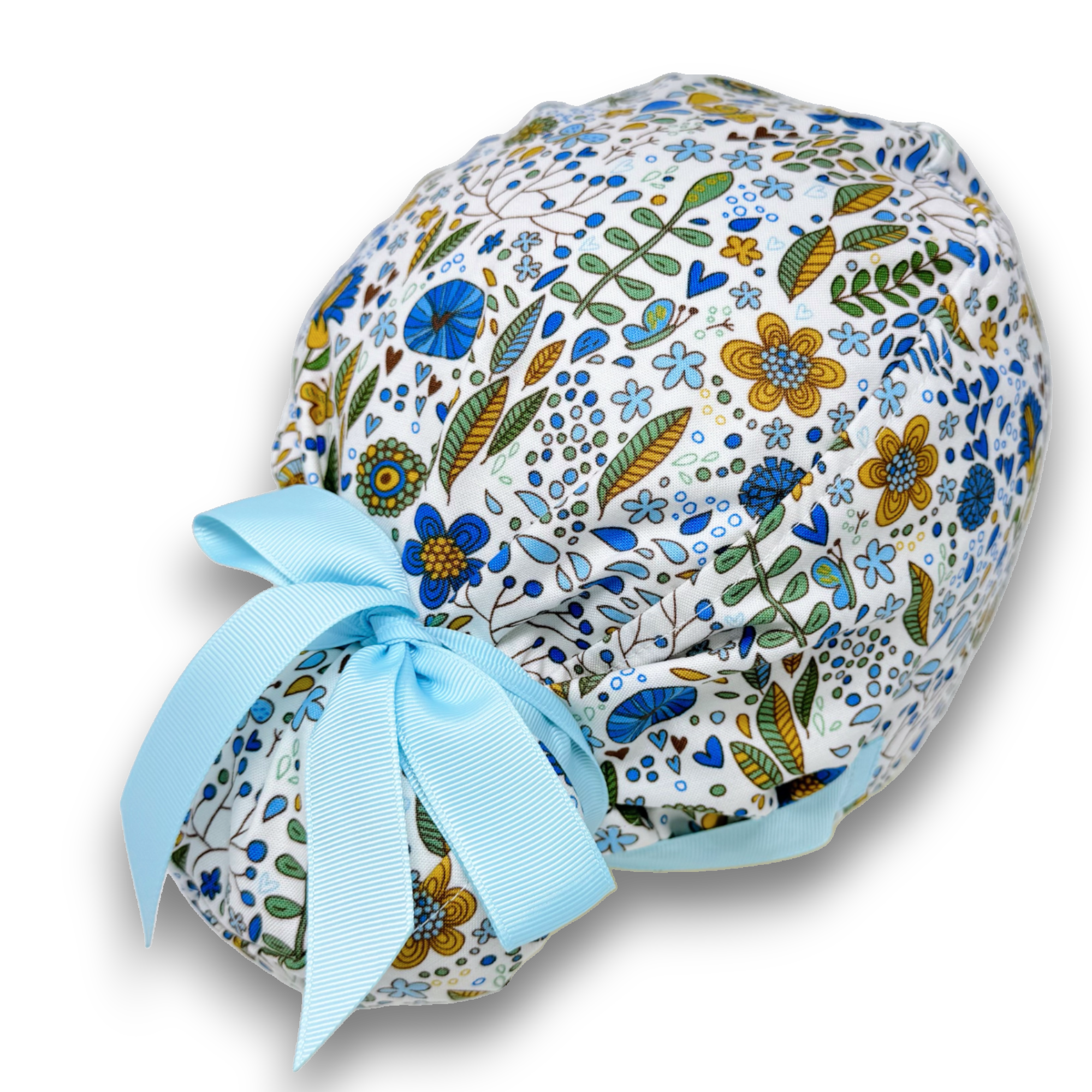 Wild flower  Euro scrub cap with ties for Women by Paradise Caps. Euro PLUS style.