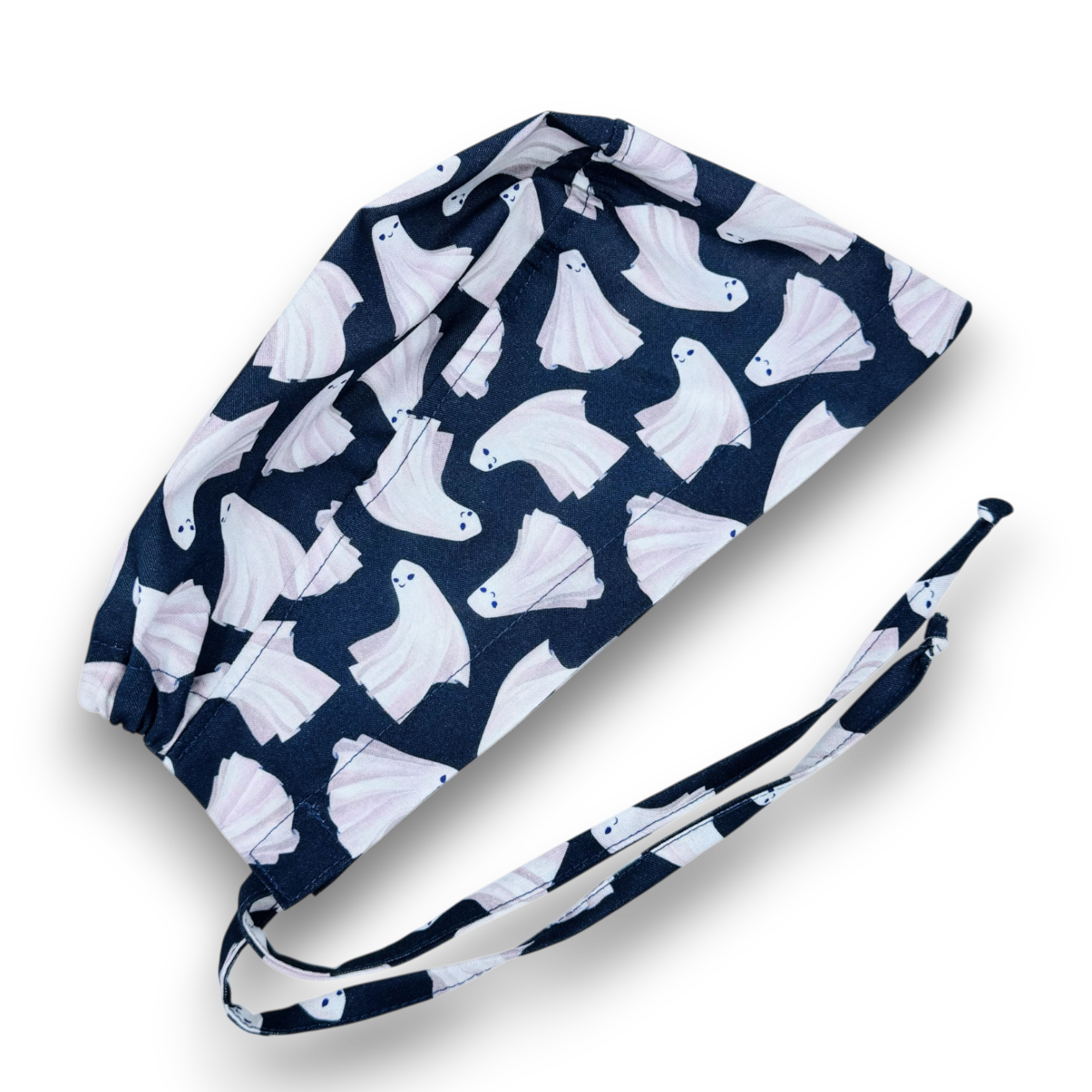 Haunted garden Skull tie-back style surgical scrub cap for men by Paradise Caps.