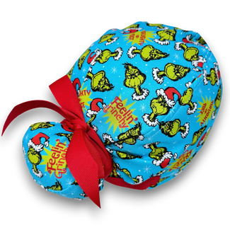 Christmas Euro scrub cap with ties. European Surgical cap with Satin Lined option by Paradise Caps. Funny Euro PLUS style.