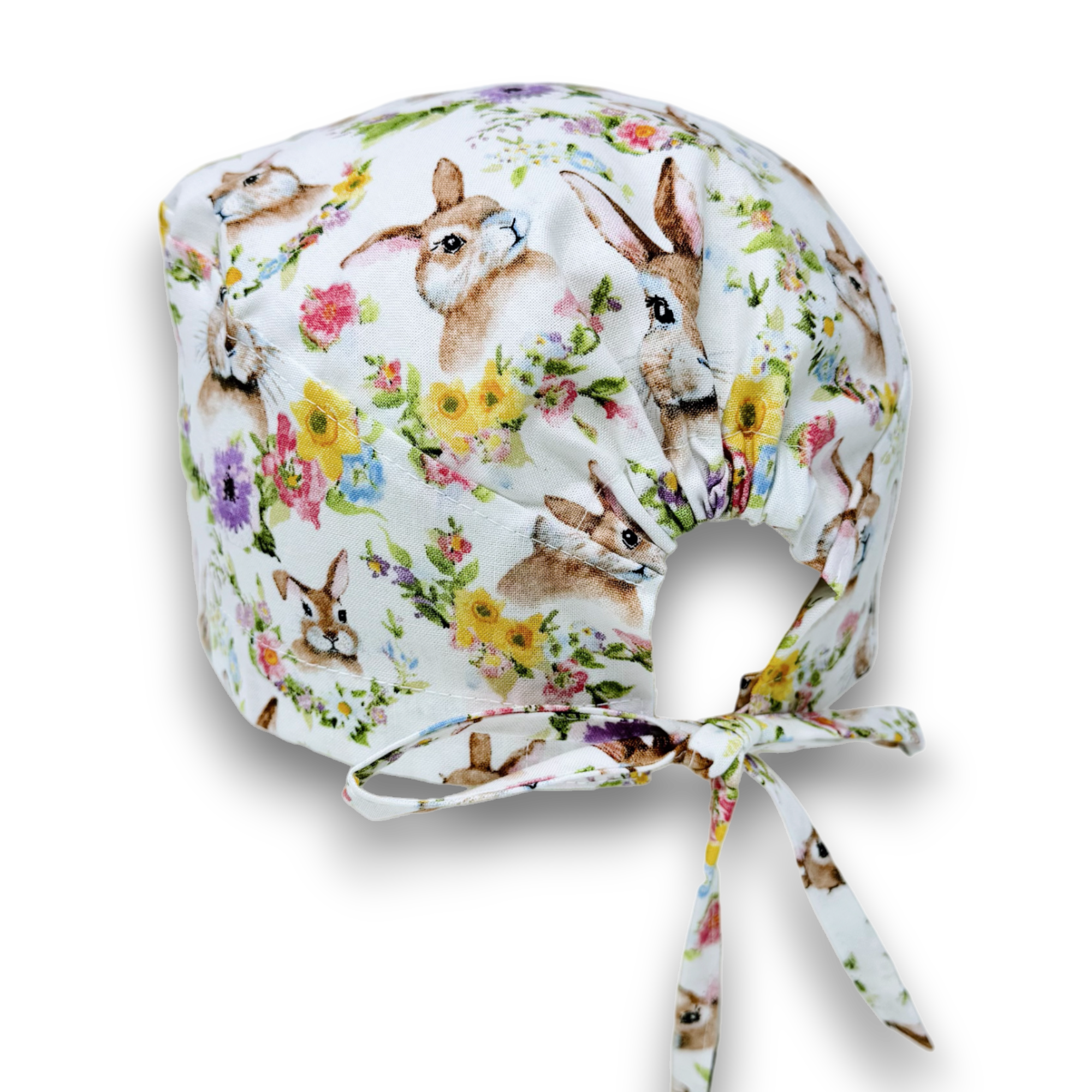 Bunny Skull tie-back style surgical scrub cap for men by Paradise Caps.