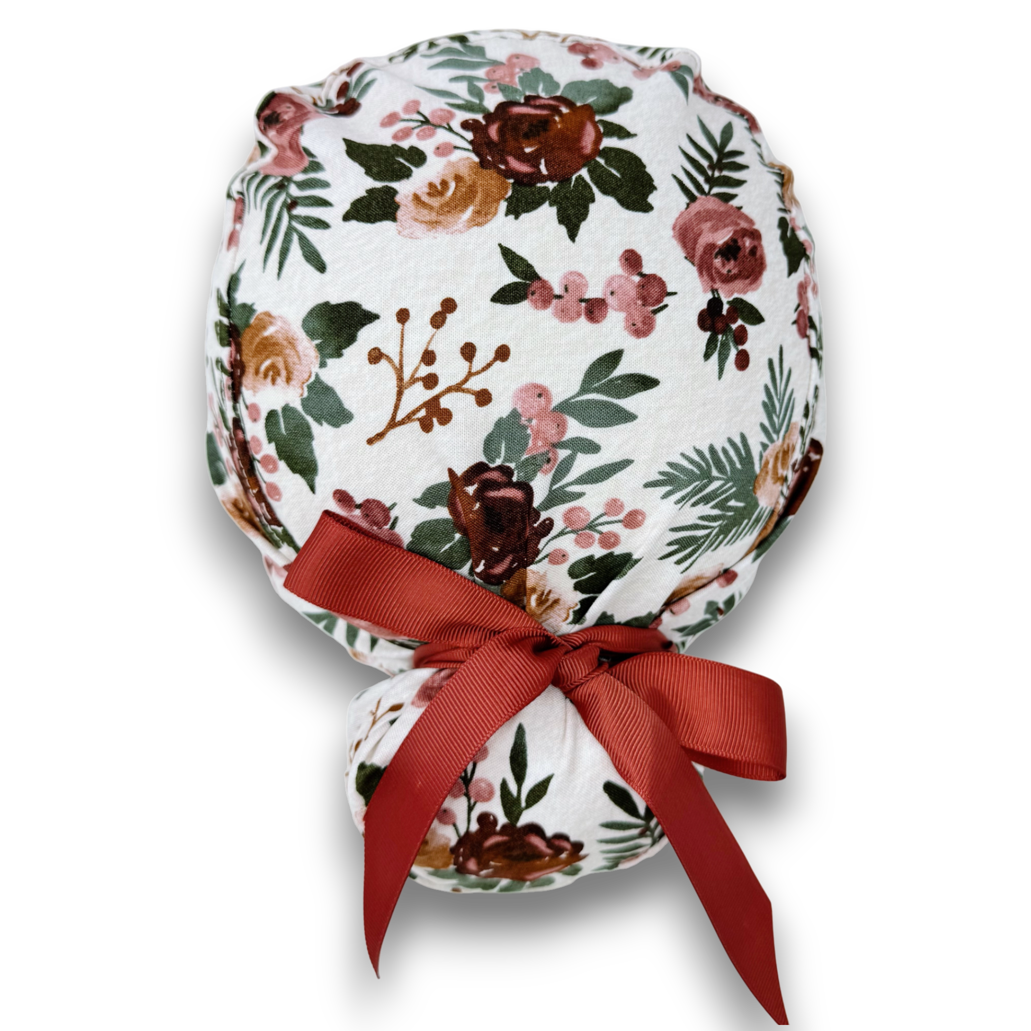 Floral Harvest Euro scrub cap with ties for Women by Paradise Caps. Euro PLUS style.