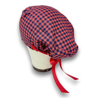 Christmas Plaid Euro scrub cap with ties for Women by Paradise Caps. Euro PLUS style.