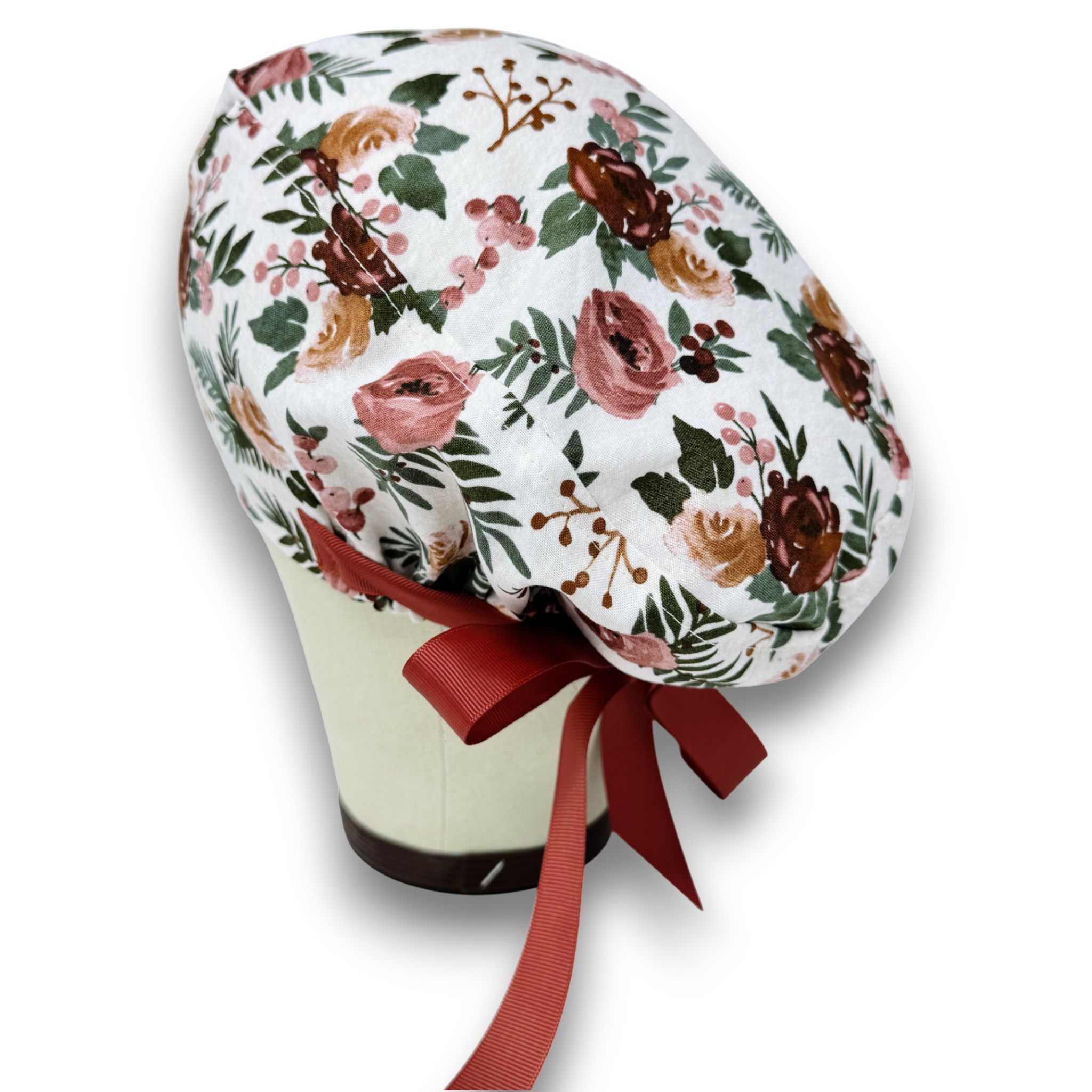 Floral Harvest Euro scrub cap with ties for Women by Paradise Caps. Euro PLUS style.